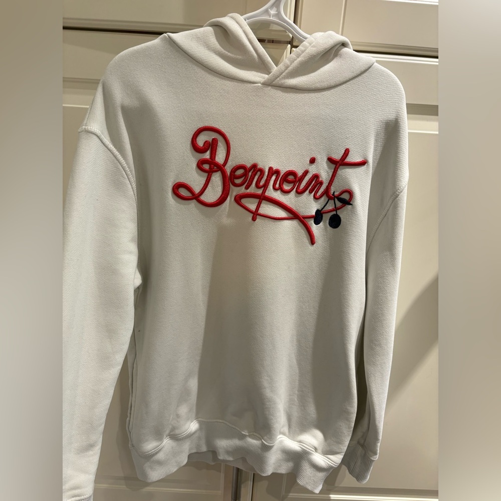 Bonpoint White Hoodie with Red Logo